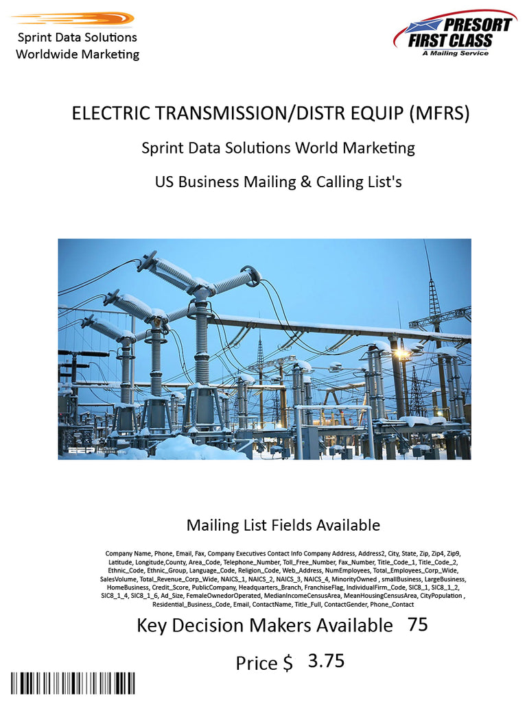 ELECTRIC TRANSMISSION/DISTR EQUIP (MFRS)