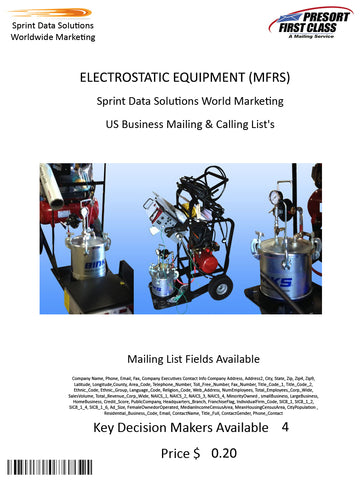 ELECTROSTATIC EQUIPMENT (MFRS)