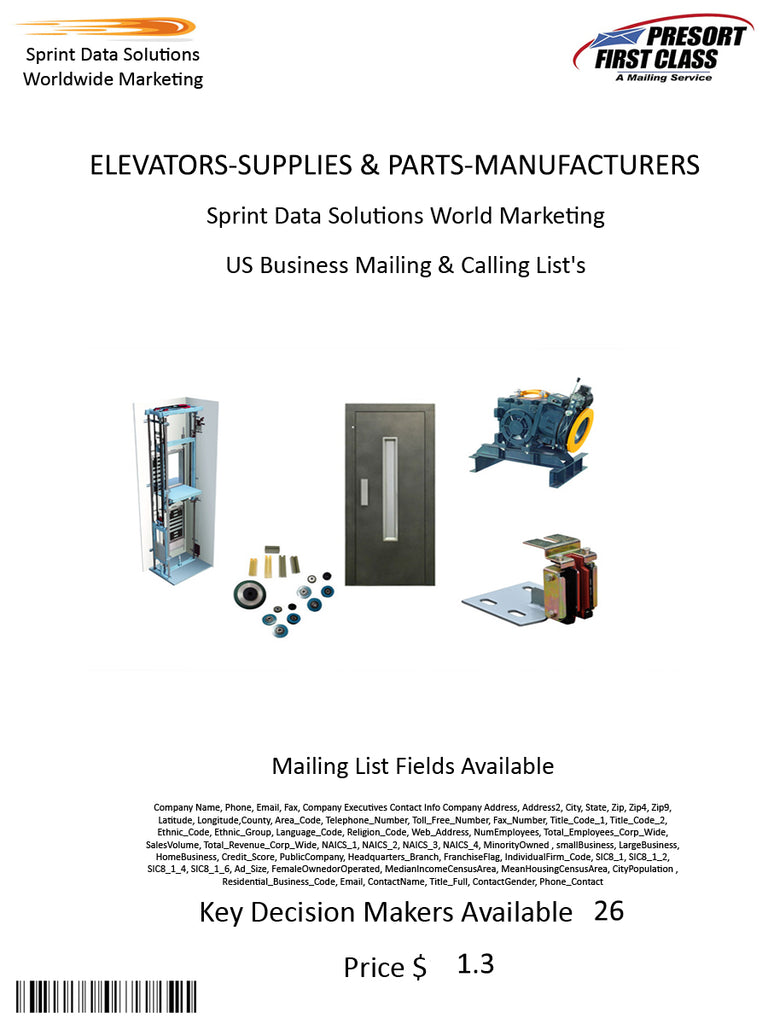 ELEVATORS-SUPPLIES & PARTS-MANUFACTURERS