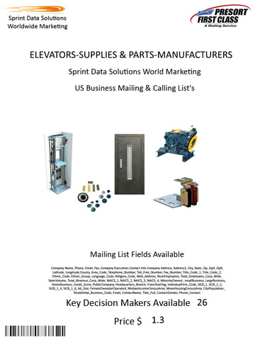 ELEVATORS-SUPPLIES & PARTS-MANUFACTURERS