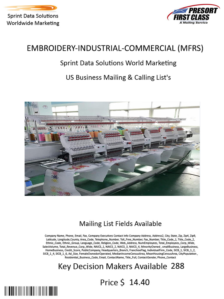 EMBROIDERY-INDUSTRIAL-COMMERCIAL (MFRS)