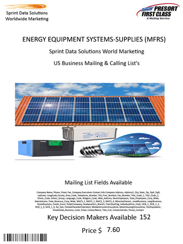 ENERGY EQUIPMENT SYSTEMS-SUPPLIES (MFRS)