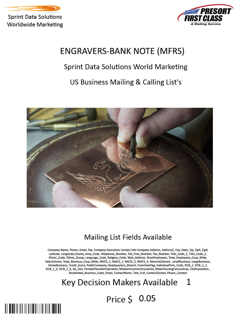 ENGRAVERS-BANK NOTE (MFRS)