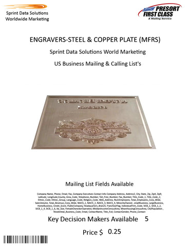 ENGRAVERS-STEEL & COPPER PLATE (MFRS)