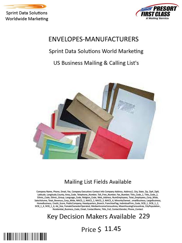 ENVELOPES-MANUFACTURERS