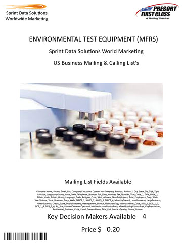 ENVIRONMENTAL TEST EQUIPMENT (MFRS)