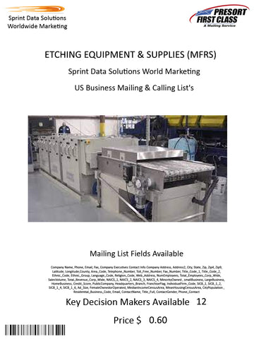 ETCHING EQUIPMENT & SUPPLIES (MFRS)