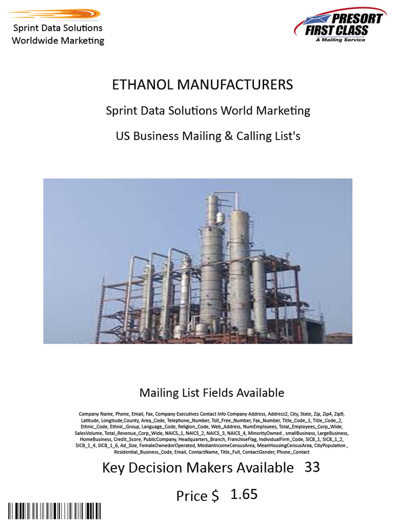 ETHANOL MANUFACTURERS