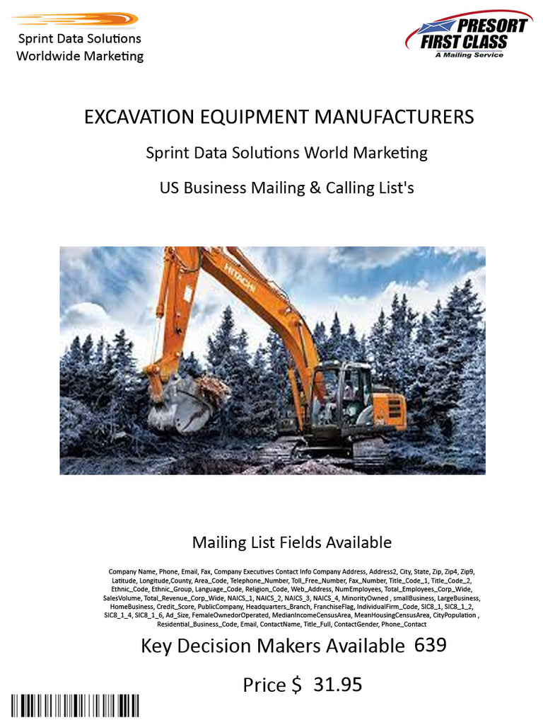 EXCAVATION EQUIPMENT MANUFACTURERS