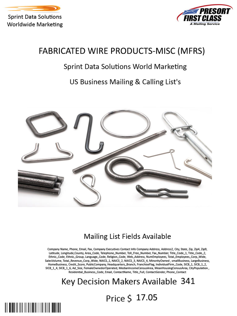 FABRICATED WIRE PRODUCTS-MISC (MFRS)