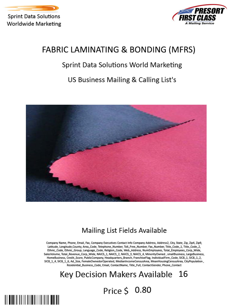 FABRIC LAMINATING & BONDING (MFRS)