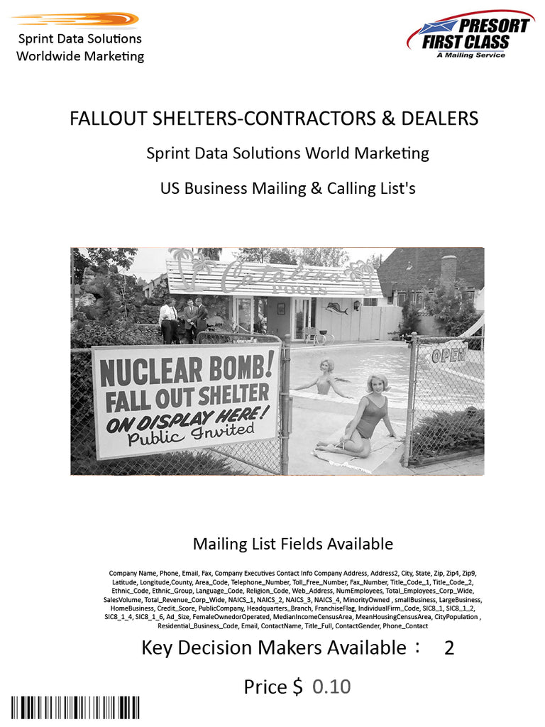 FALLOUT SHELTERS-CONTRACTORS & DEALERS