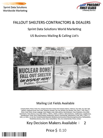 FALLOUT SHELTERS-CONTRACTORS & DEALERS