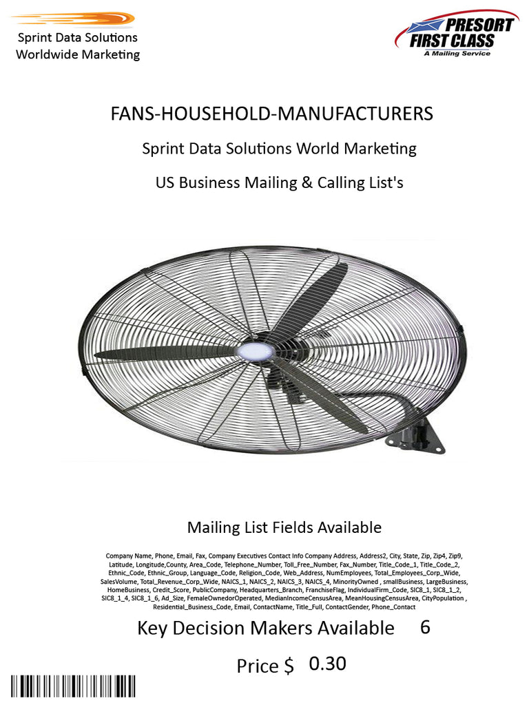 FANS-HOUSEHOLD-MANUFACTURERS