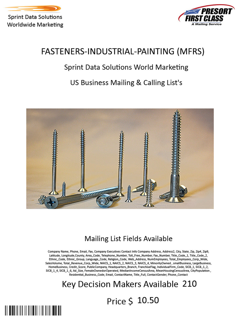 FASTENERS-INDUSTRIAL-PAINTING (MFRS)