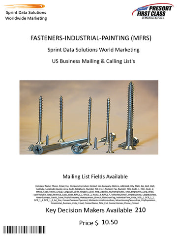 FASTENERS-INDUSTRIAL-PAINTING (MFRS)