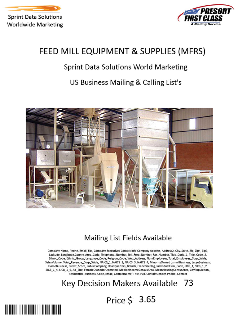 FEED MILL EQUIPMENT & SUPPLIES (MFRS)