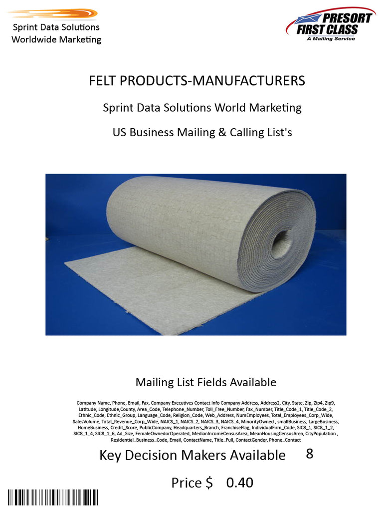 FELT PRODUCTS-MANUFACTURERS