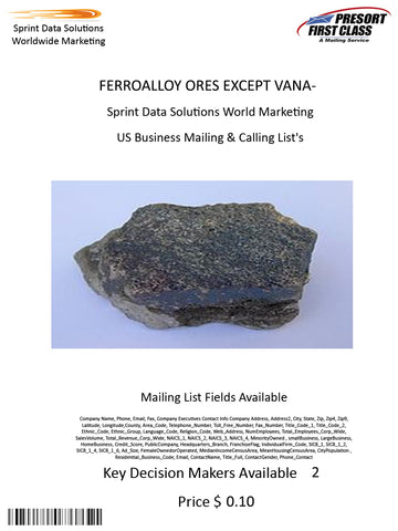 FERROALLOY ORES EXCEPT VANADIUM