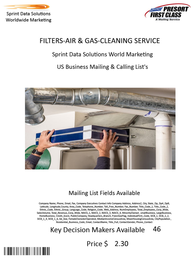 FILTERS-AIR & GAS-CLEANING SERVICE