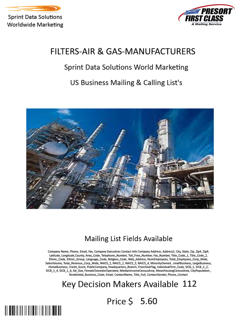 FILTERS-AIR & GAS-MANUFACTURERS