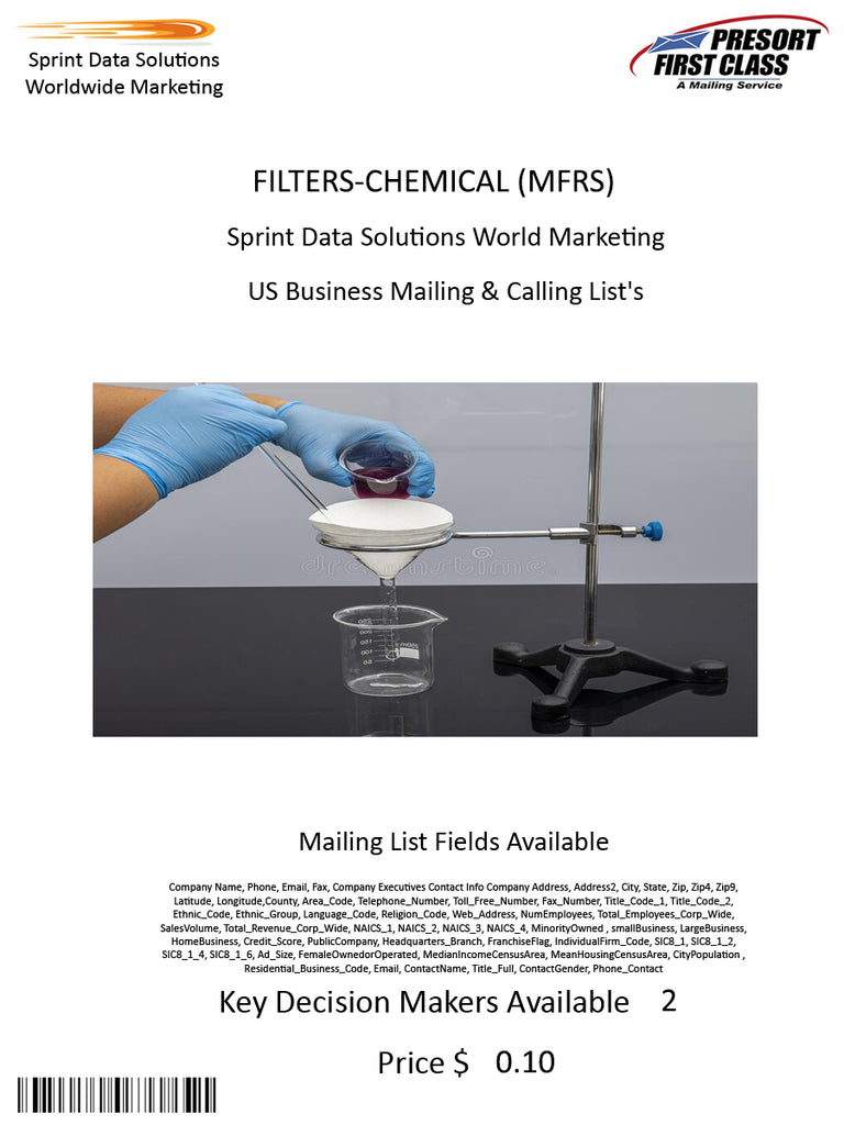 FILTERS-CHEMICAL (MFRS)