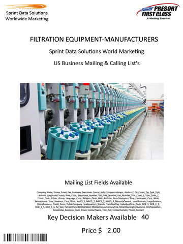 FILTRATION EQUIPMENT-MANUFACTURERS