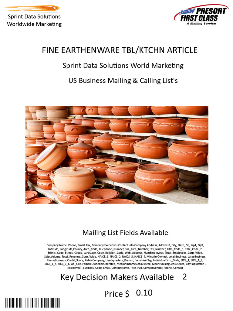 FINE EARTHENWARE TBL/KTCHN ARTICLE