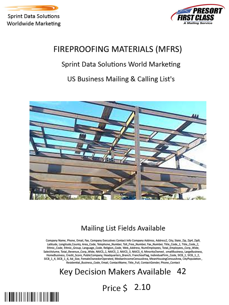 FIREPROOFING MATERIALS (MFRS)