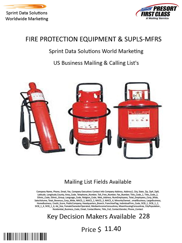 FIRE PROTECTION EQUIPMENT & SUPLS-MFRS