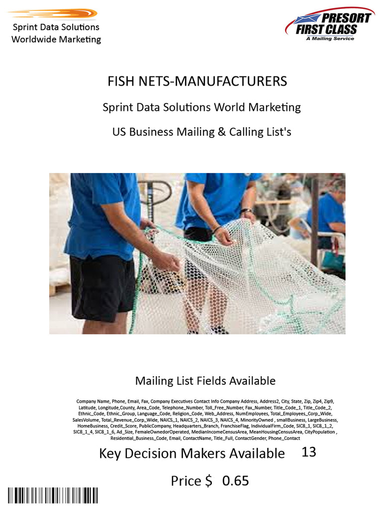 FISH NETS-MANUFACTURERS