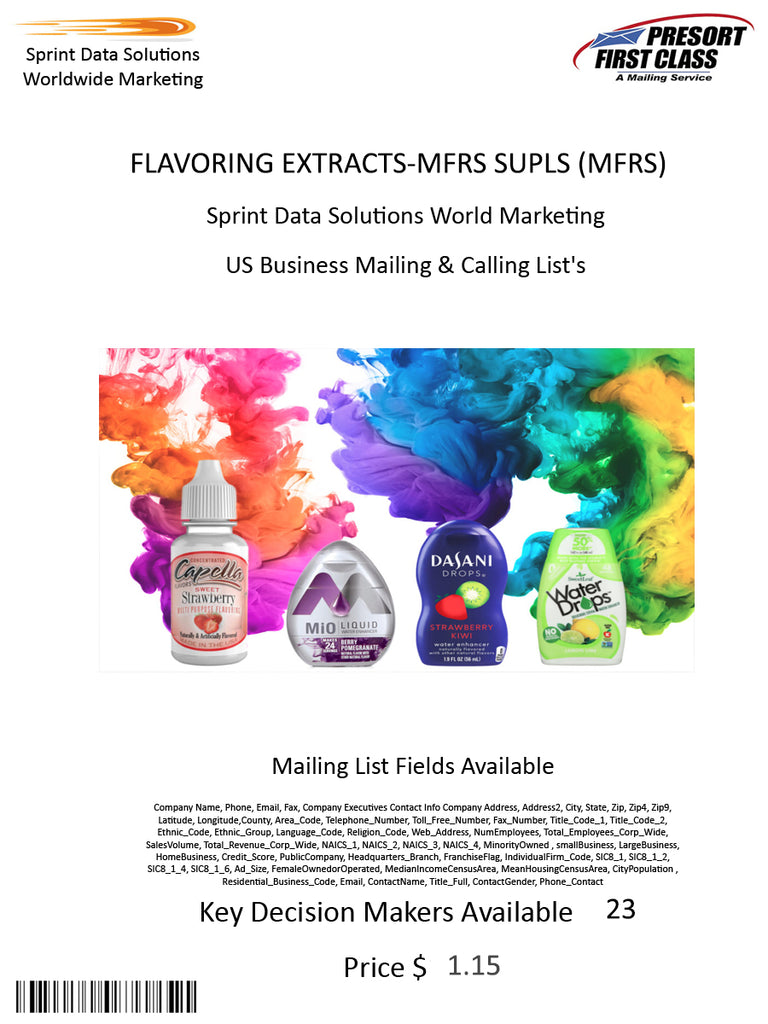 FLAVORING EXTRACTS-MFRS SUPLS (MFRS)