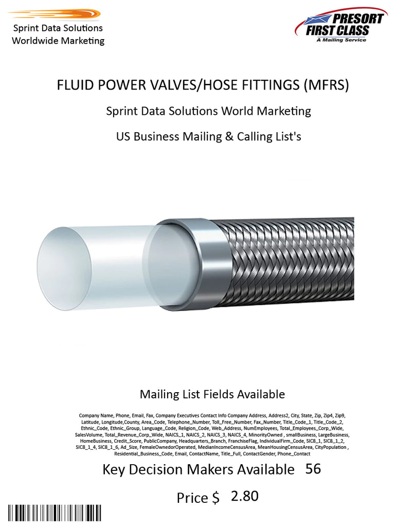 FLUID POWER VALVES/HOSE FITTINGS (MFRS)