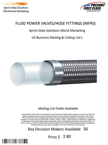 FLUID POWER VALVES/HOSE FITTINGS (MFRS)