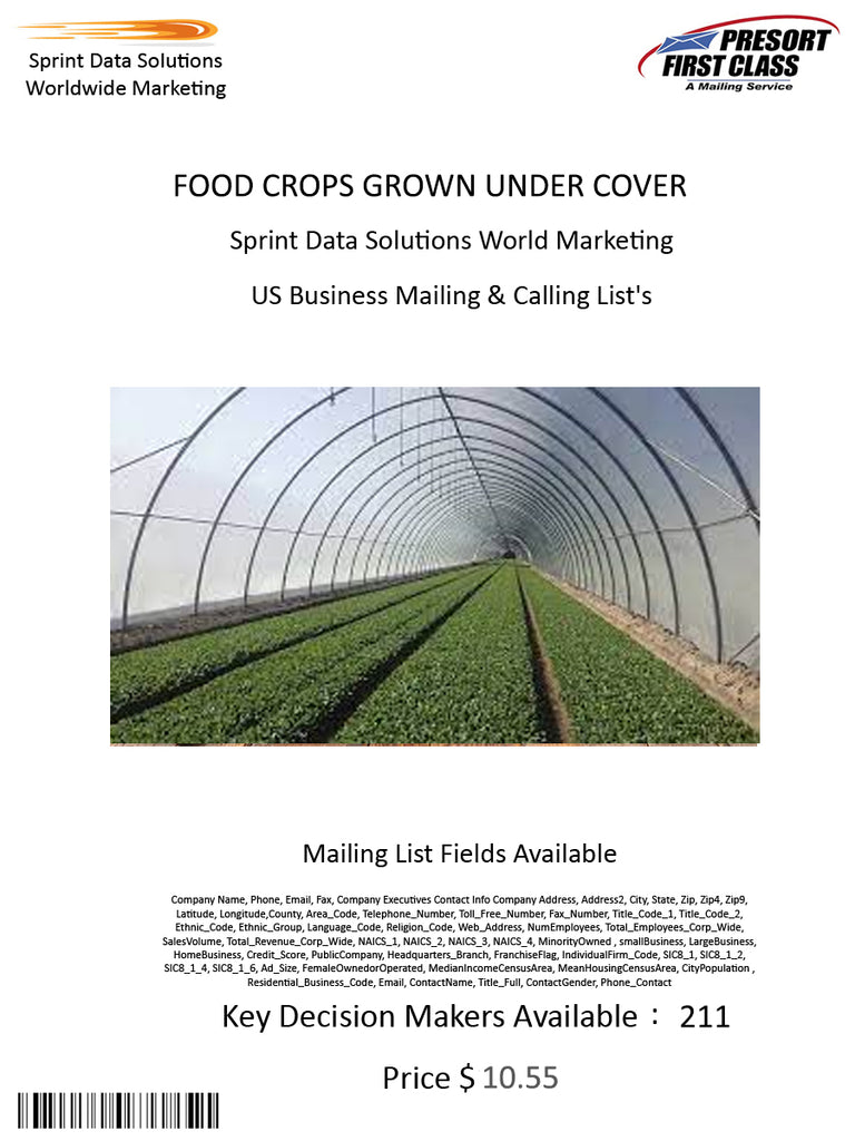 FOOD CROPS GROWN UNDER COVER