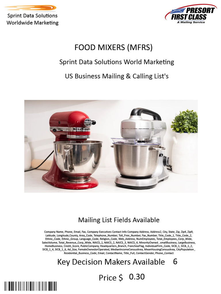 FOOD MIXERS (MFRS)