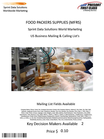 FOOD PACKERS SUPPLIES (MFRS)