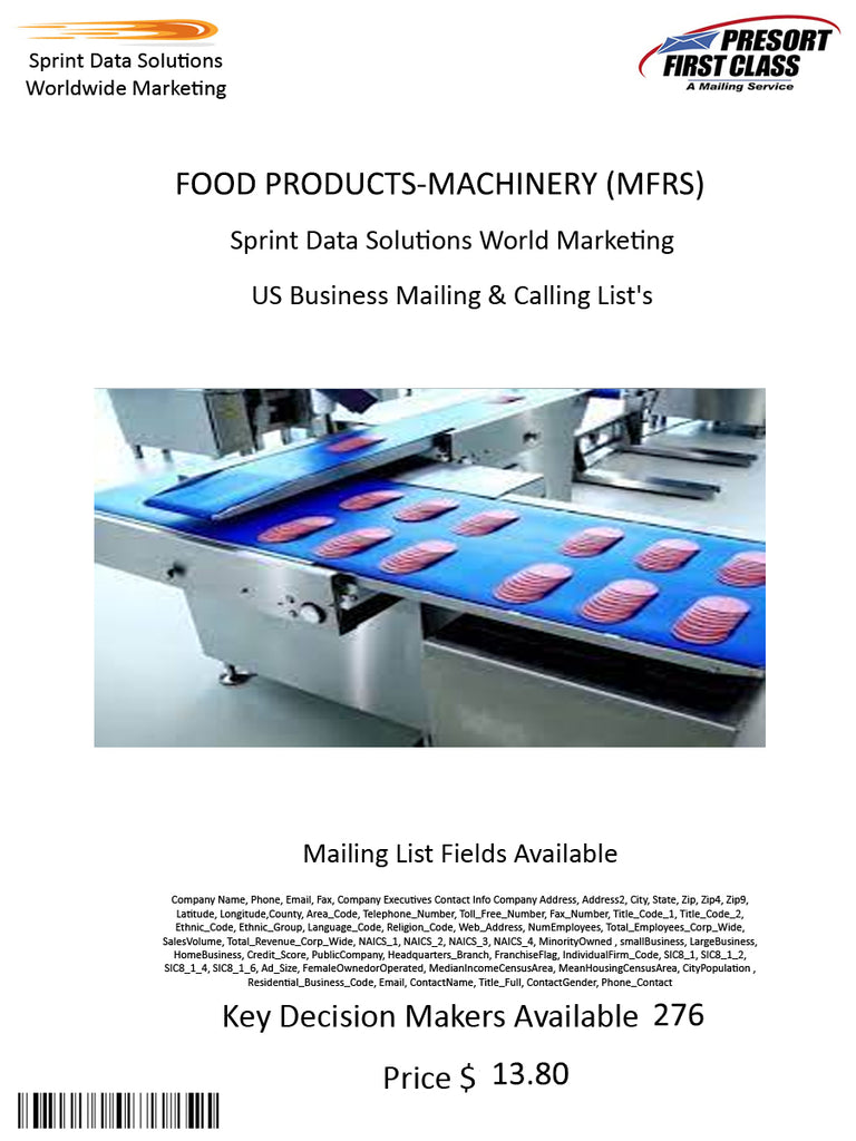 FOOD PRODUCTS-MACHINERY (MFRS)