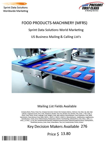 FOOD PRODUCTS-MACHINERY (MFRS)