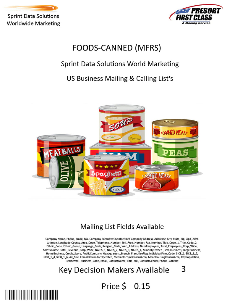 FOODS-CANNED (MFRS)