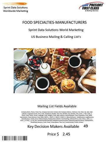 FOOD SPECIALTIES-MANUFACTURERS