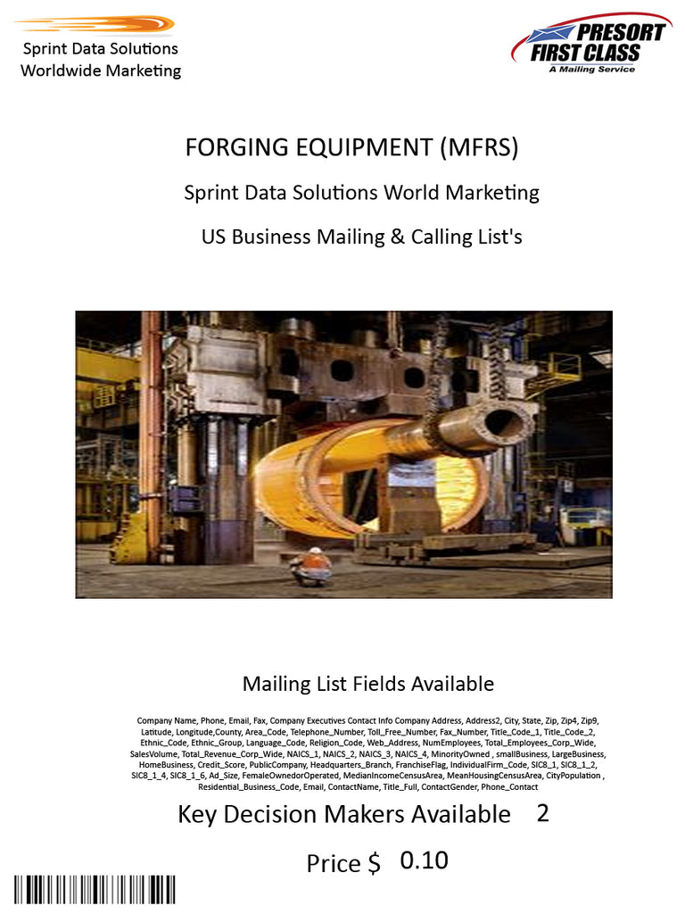 FORGING EQUIPMENT (MFRS)