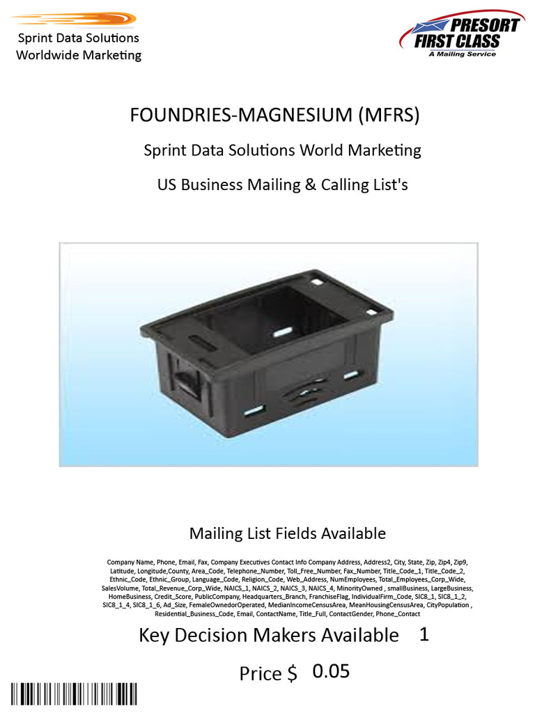 FOUNDRIES-MAGNESIUM (MFRS)