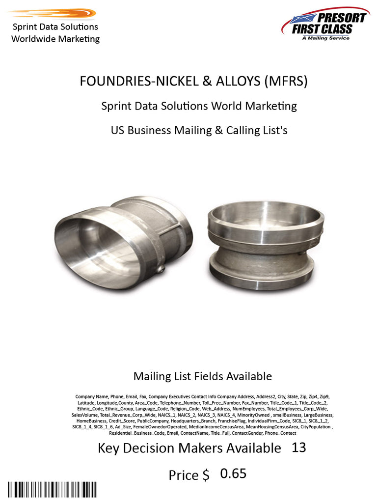 FOUNDRIES-NICKEL & ALLOYS (MFRS)