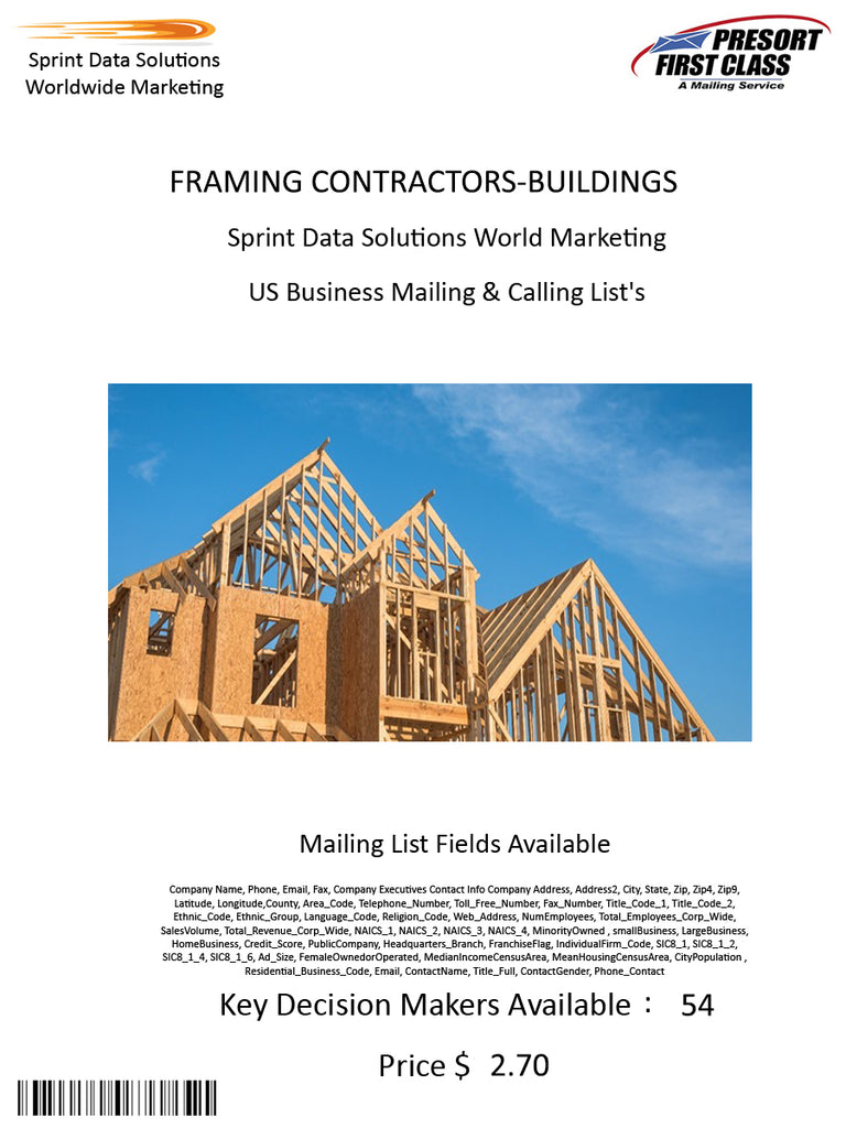 FRAMING CONTRACTORS-BUILDINGS