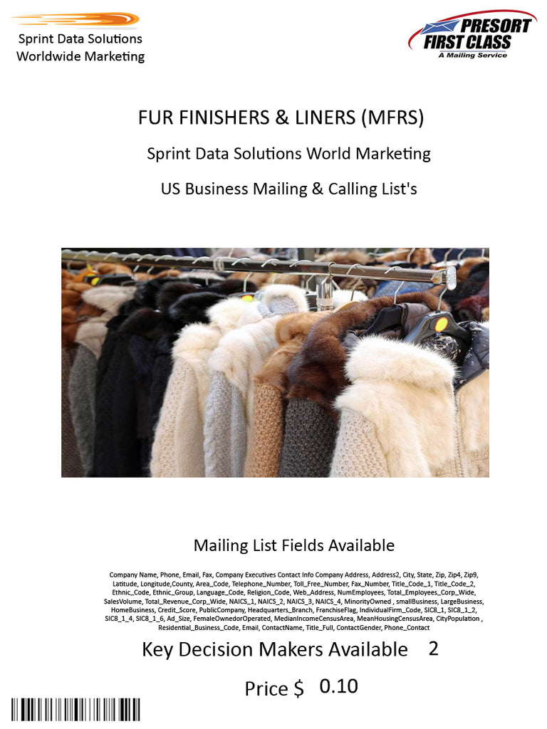 FUR FINISHERS & LINERS (MFRS)