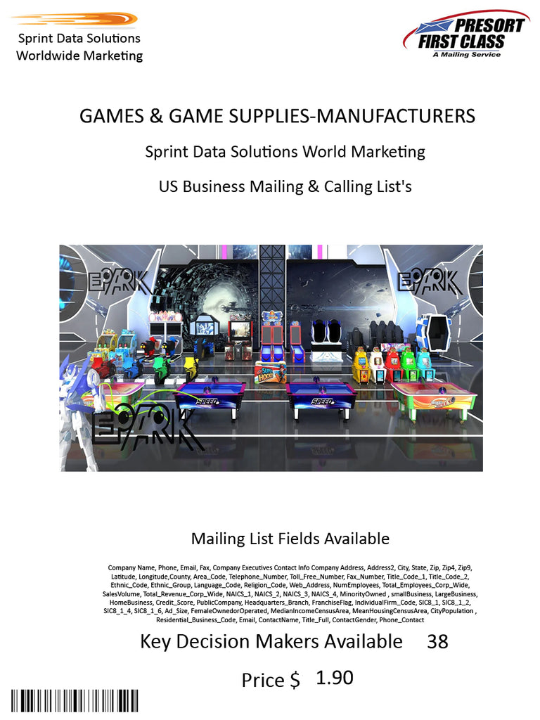 GAMES & GAME SUPPLIES-MANUFACTURERS