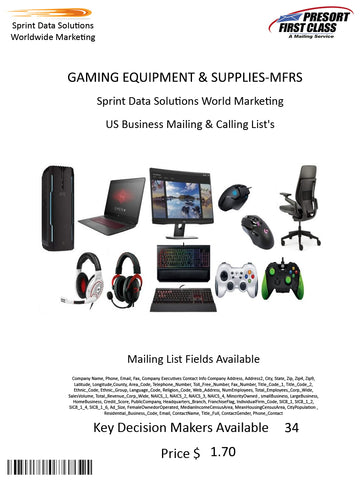 GAMING EQUIPMENT & SUPPLIES-MFRS