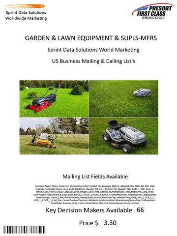 GARDEN & LAWN EQUIPMENT & SUPLS-MFRS