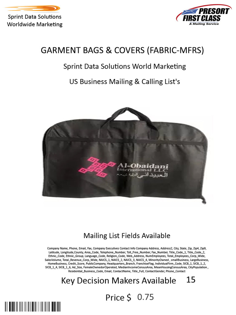 GARMENT BAGS & COVERS (FABRIC-MFRS)